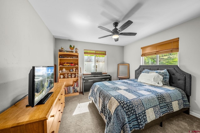 125 Ball Ln, Durango, CO 81301 - carpeted bedroom with multiple windows and a ceiling fan