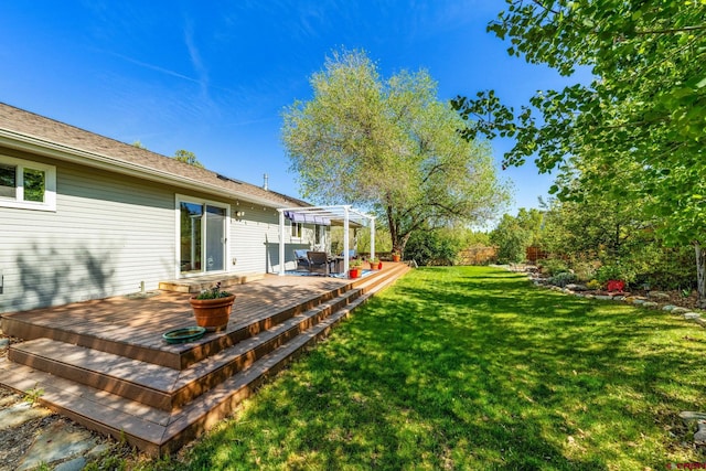 125 Ball Ln, Durango, CO 81301 - view of green lawn with a pergola and a wooden deck