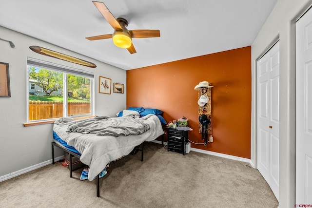 125 Ball Ln, Durango, CO 81301 - bedroom featuring carpet flooring, a closet, ceiling fan, and baseboards