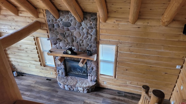 33 Fawn Ct, Pagosa Springs, CO 81147 - detailed view of wood finished floors and a stone fireplace