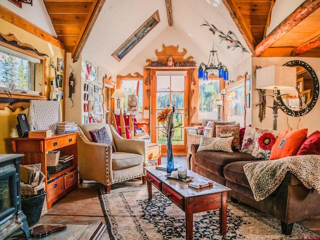201 10th St, Crested Butte, CO 81224 - living area featuring wood finished floors and wooden ceiling