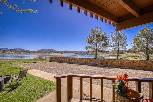 190 Luxury Pl Unit 3, Pagosa Springs, CO 81147 - view of patio / terrace with a water and mountain view