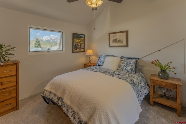 310 Second St, Crested Butte, CO 81224 - bedroom with carpet, vaulted ceiling, and a ceiling fan