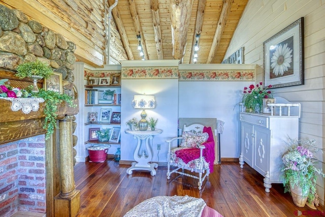 598 Blue Jay Cir, Pagosa Springs, CO 81147 - living area featuring wooden ceiling and hardwood / wood-style flooring
