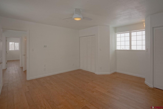 511 E Garland St, La Veta, CO 81055 - spare room with light wood-style flooring, baseboards, and a ceiling fan