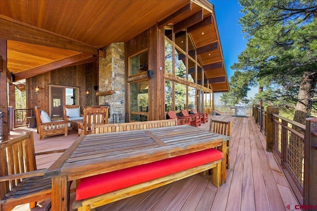 178 Valley View Rd, Ridgway, CO 81432 - wooden terrace with outdoor dining area, grilling area, and an outdoor hangout area