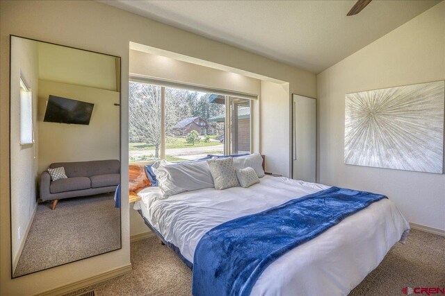49 Sugarloaf Dr, Pagosa Springs, CO 81147 - bedroom with carpet floors, lofted ceiling, and baseboards