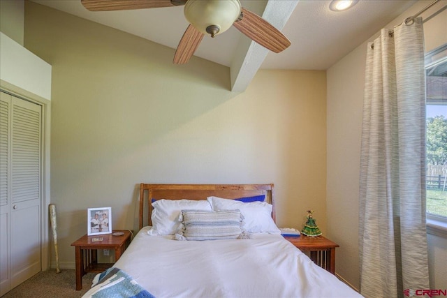 49 Sugarloaf Dr, Pagosa Springs, CO 81147 - carpeted bedroom with ceiling fan, a closet, and baseboards