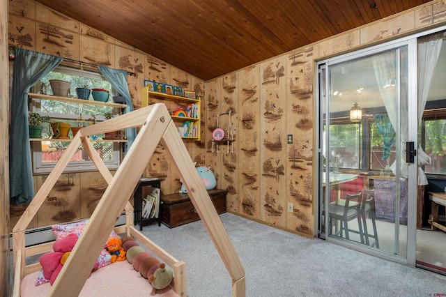 1615 Maple Ct, Grand Junction, CO 81505 - bedroom featuring carpet floors, lofted ceiling, and wooden ceiling