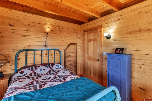 LOT7 Aspen Hills Rd, Cedaredge, CO 81413 - bedroom with wooden ceiling with exposed beams and wooden walls