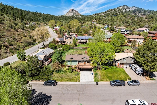 2503 Borrego Dr, Durango, CO 81301 - aerial perspective of suburban area featuring a mountain backdrop and a forest