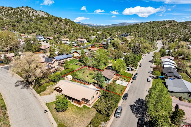 2503 Borrego Dr, Durango, CO 81301 - aerial view of residential area featuring mountains and property parcel outlined