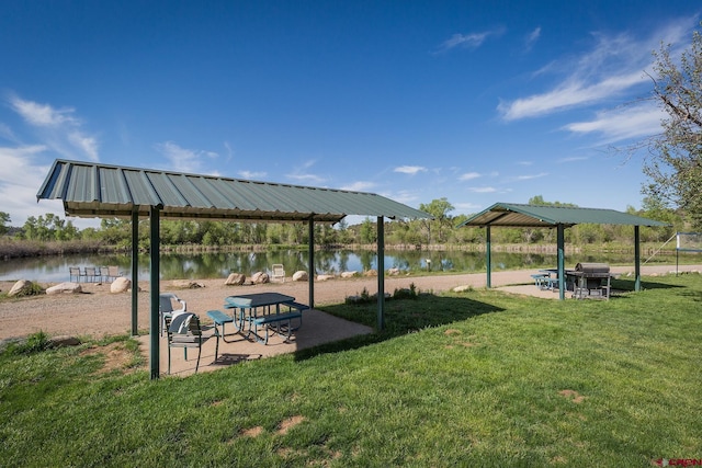 41 Ridge Pl, Durango, CO 81301 - view of home's community with a lawn, a gazebo, and a water view