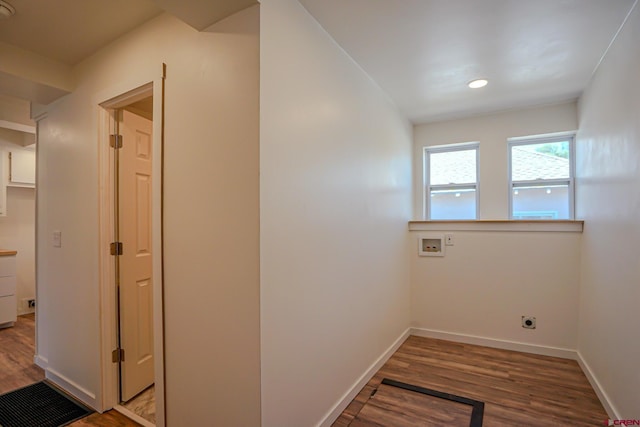 327/327.5 E 7th St, Walsenburg, CO 81089 - corridor with wood finished floors, baseboards, and recessed lighting