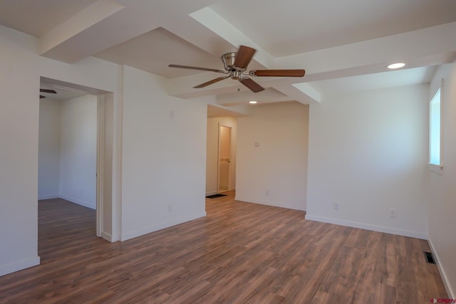 327/327.5 E 7th St, Walsenburg, CO 81089 - spare room with dark wood-style floors, a ceiling fan, baseboards, and recessed lighting