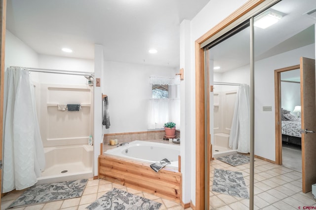 37 Verde Ln, Durango, CO 81301 - full bath with a shower stall, tile patterned flooring, a bath, ensuite bathroom, and recessed lighting