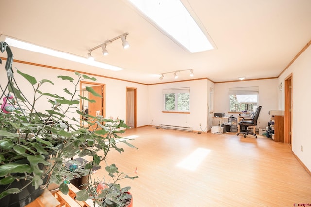 37 Verde Ln, Durango, CO 81301 - interior space featuring a baseboard heating unit and an office area