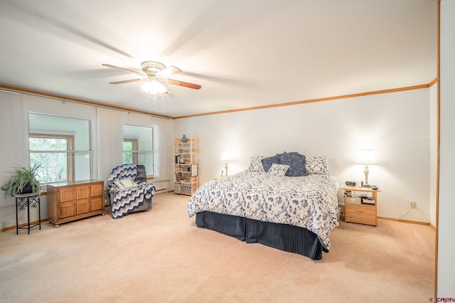 37 Verde Ln, Durango, CO 81301 - carpeted bedroom with crown molding, baseboards, and a ceiling fan
