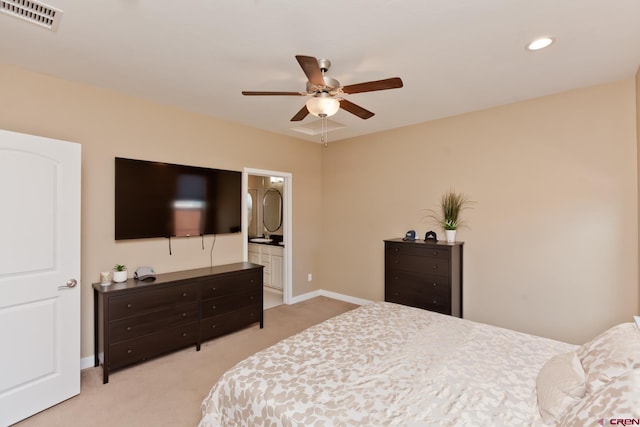 2488 Josefine Ln, Grand Junction, CO 81505 - bedroom featuring light colored carpet, recessed lighting, baseboards, and ceiling fan