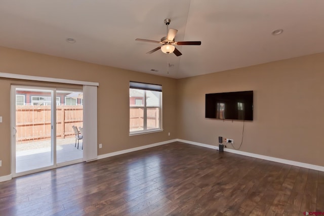 2488 Josefine Ln, Grand Junction, CO 81505 - unfurnished room with ceiling fan, baseboards, and dark wood-style floors