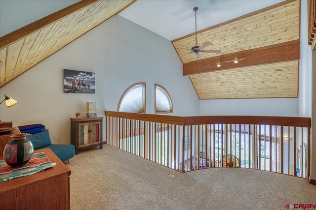 88 W Peregrine Cir Unit 4Unit 1, Pagosa Springs, CO 81147 - hallway featuring carpet and high vaulted ceiling