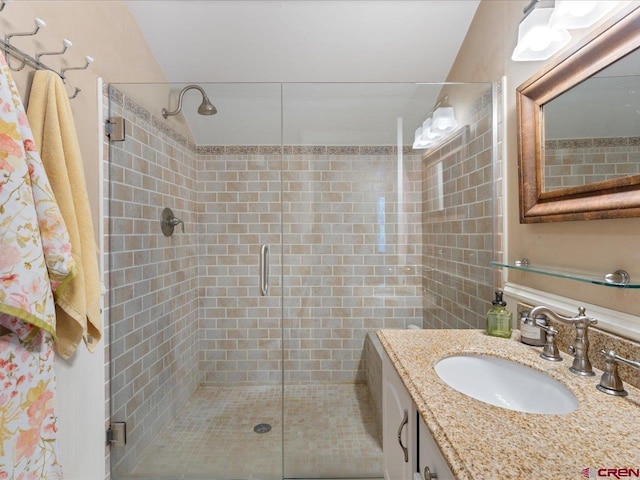 445 4th St, Ouray, CO 81427 - bathroom featuring a stall shower and vanity
