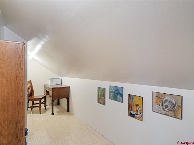 445 4th St, Ouray, CO 81427 - corridor featuring vaulted ceiling and tile patterned floors