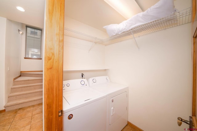 416 Amy Way, Ridgway, CO 81432 - washroom with washer and clothes dryer, baseboards, and recessed lighting