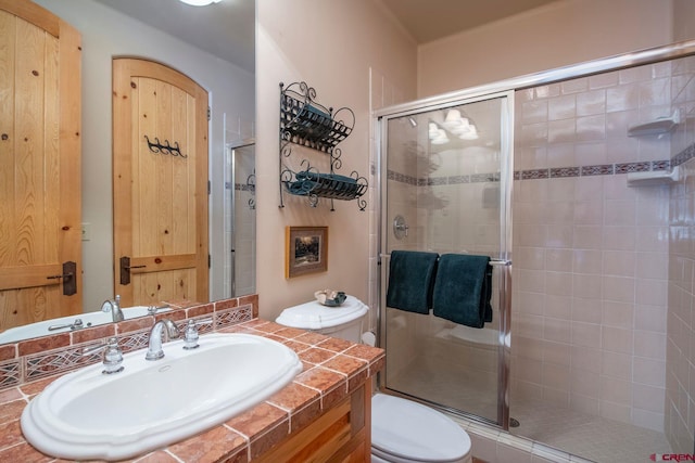 536 Journeys End Rd, Crested Butte, CO 81224 - bathroom featuring a shower stall, toilet, and vanity