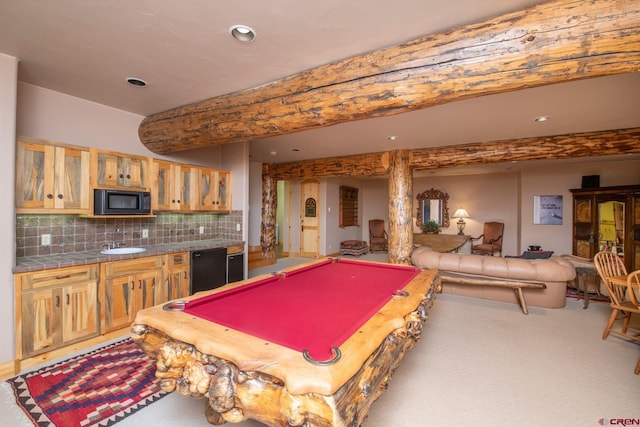 536 Journeys End Rd, Crested Butte, CO 81224 - game room featuring a sink, pool table, recessed lighting, and carpet floors