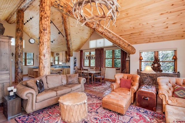 536 Journeys End Rd, Crested Butte, CO 81224 - living room featuring wooden ceiling and baseboards