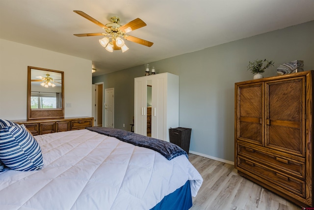 311 Falcon Dr, Pagosa Springs, CO 81147 - bedroom with light wood-type flooring and ceiling fan