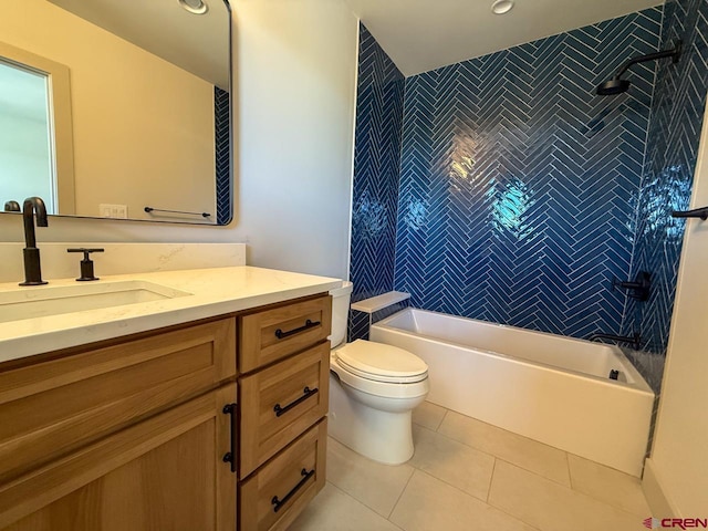 470 Meadow Dr, Crested Butte, CO 81224 - bathroom featuring vanity, toilet, tile patterned flooring, shower / bathtub combination, and recessed lighting
