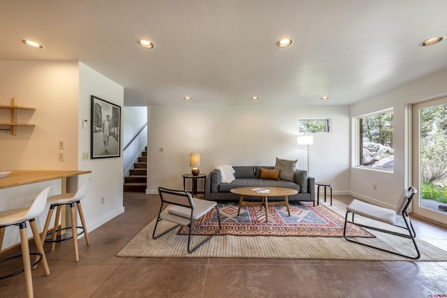 123 Boulders Way, Mountain Village, CO 81435 - living area with recessed lighting, stairs, and baseboards