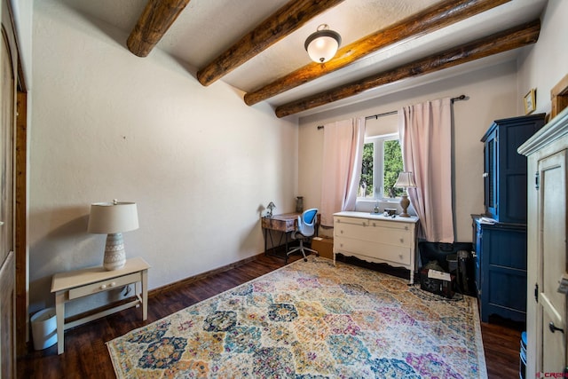 24180 Rd V.4, Dolores, CO 81323 - office area with beam ceiling and dark wood-style floors