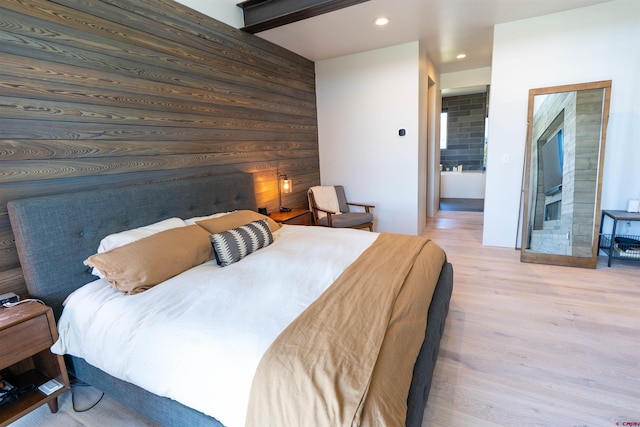470 White Stallion Cir, Crested Butte, CO 81224 - bedroom featuring wood finished floors, recessed lighting, and wooden walls