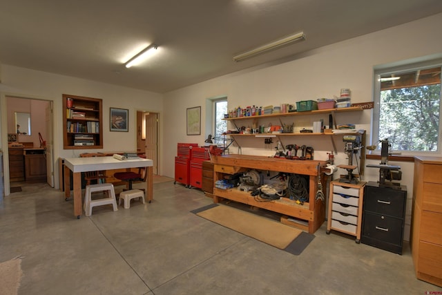 76 Pinnacle Dr, Ridgway, CO 81432 - misc room featuring concrete flooring, healthy amount of natural light, and a workshop area