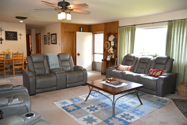 8801 2100th Rd, Austin, CO 81410 - living area featuring ceiling fan and light colored carpet