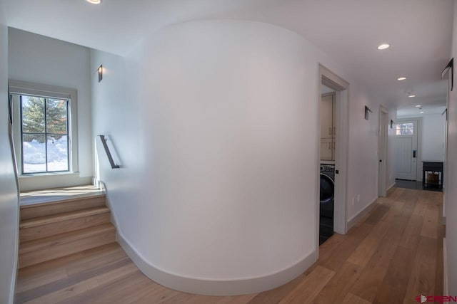 918 Belleview Ave, Crested Butte, CO 81224 - corridor with healthy amount of natural light, light wood-style flooring, recessed lighting, and baseboards