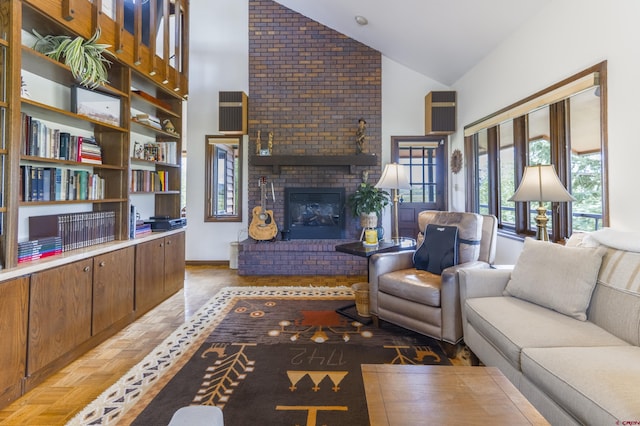 42246 US Highway 50, Gunnison, CO 81230 - living room with a fireplace and high vaulted ceiling