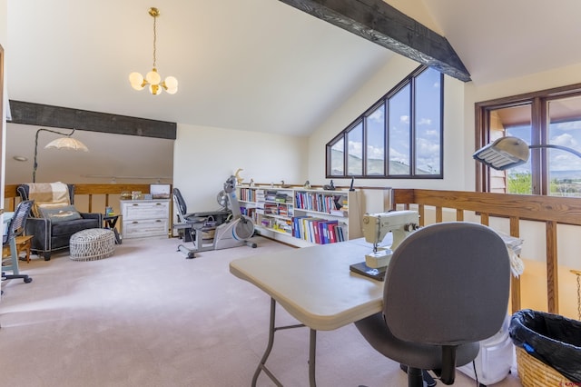 42246 US Highway 50, Gunnison, CO 81230 - office with vaulted ceiling, a chandelier, and carpet