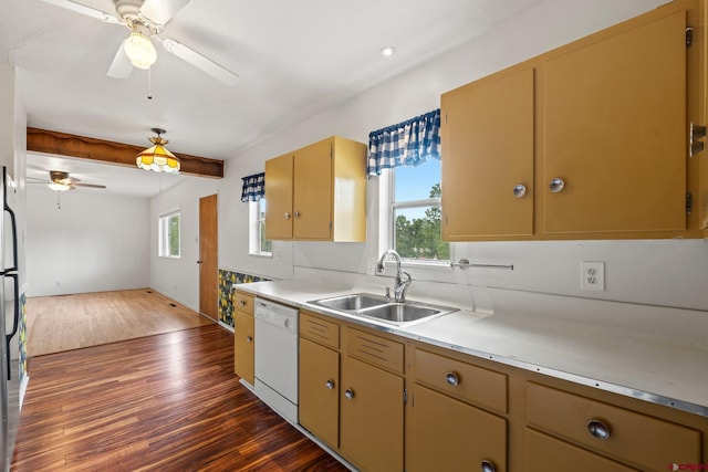 2224 Crestview Dr, Durango, CO 81301 - kitchen featuring dishwasher, a sink, ceiling fan, and plenty of natural light
