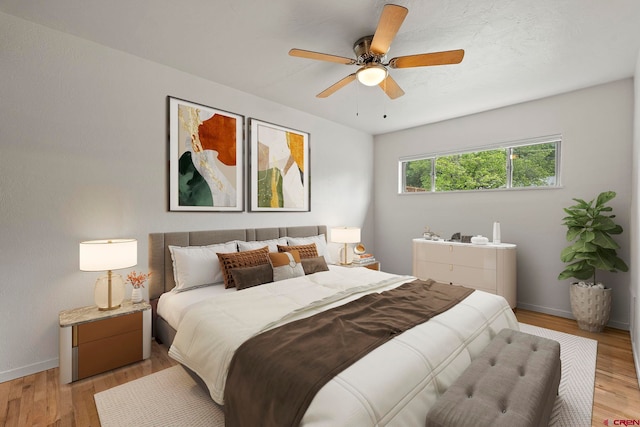 2224 Crestview Dr, Durango, CO 81301 - bedroom with light wood-style flooring, baseboards, and a ceiling fan