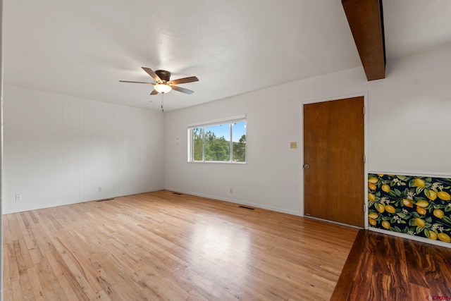 2224 Crestview Dr, Durango, CO 81301 - unfurnished room with light wood-style flooring, a ceiling fan, and baseboards
