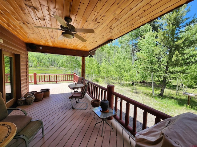 421 Elk Meadow Run, Antonito, CO 81120 - wooden terrace with a ceiling fan