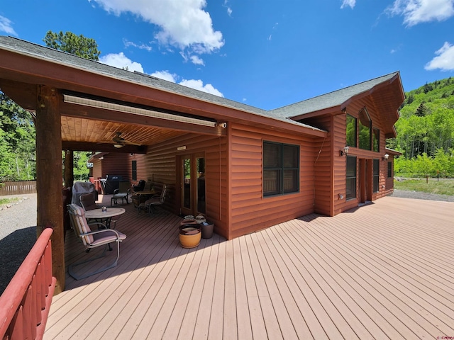 421 Elk Meadow Run, Antonito, CO 81120 - wooden deck with a ceiling fan