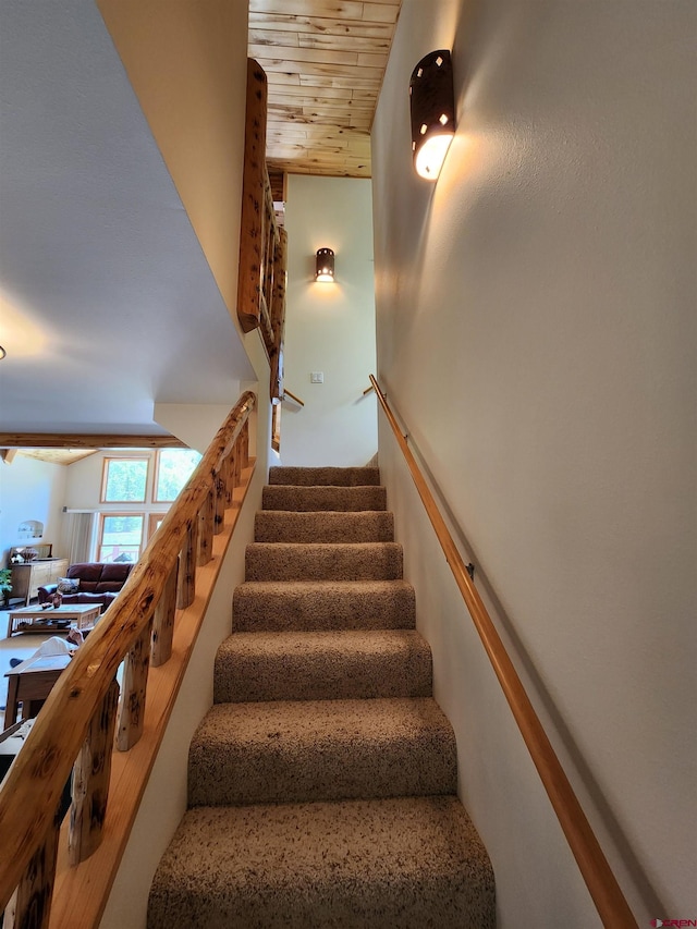 421 Elk Meadow Run, Antonito, CO 81120 - stairway featuring wooden ceiling