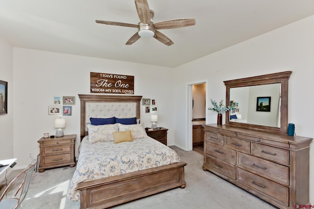 729 Spotted Pony Ct, Delta, CO 81416 - bedroom with light carpet, baseboards, and ceiling fan