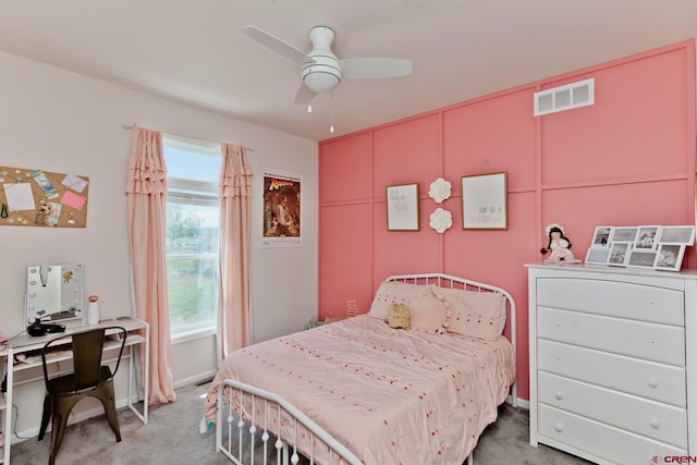 729 Spotted Pony Ct, Delta, CO 81416 - bedroom with light colored carpet, baseboards, and a ceiling fan