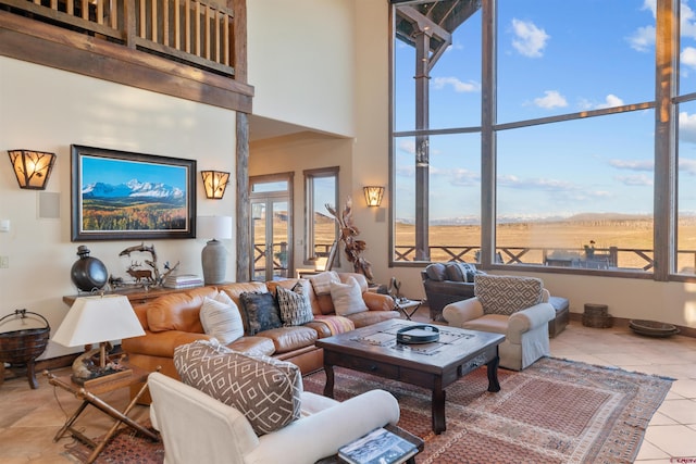 4234 Brown Ranch Rd, Placerville, CO 81430 - tiled living area with a towering ceiling